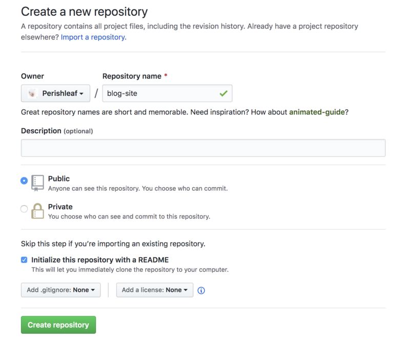 Create a public repository for your website